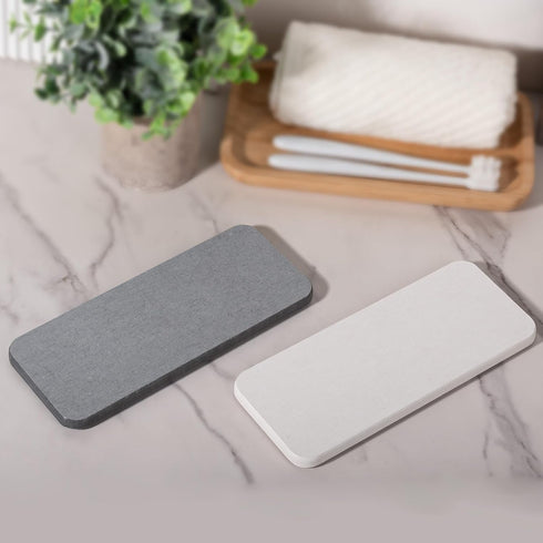 Water Absorbing Stone Tray for Sink, Diatomite Bathroom Tray Quick Dry Dish Soap Holder Kitchen Sink Organizer for Modern Home Decor - Light Grey...