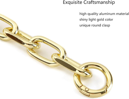 Fashion Large Metal Cross-Body Purse Strap Extender,Handbag Shoulder Strap Extender,Bag Chain Accessory Charms (Light Gold)...