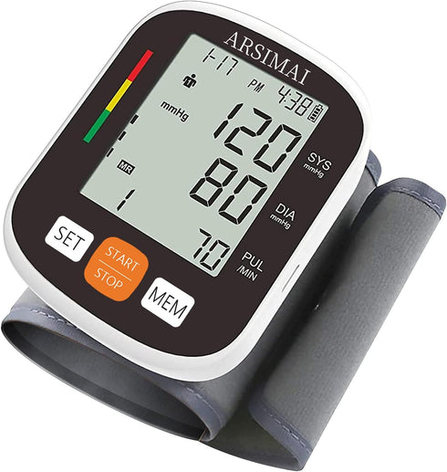 Automatic Wrist Blood Pressure Monitor: Adjustable Cuff + 2AAA Battery and Storage Case - Irregular Heartbeat Detector & 198 Readings Memory Funct...