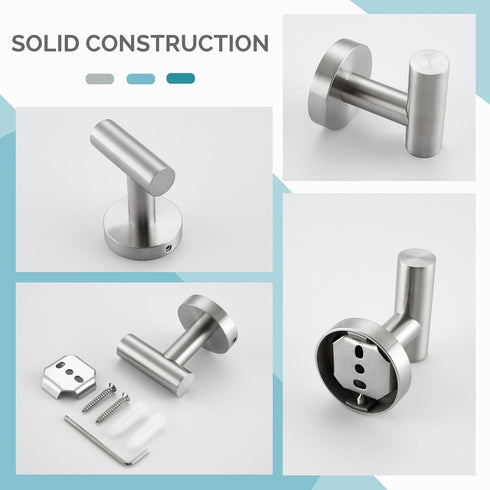 Angle Simple Robe Towel Hook Brushed Nickel, SUS304 Stainless Steel Bathroom Towel Holder, Kitchen Shower Towel Hanger, Wall Mount...