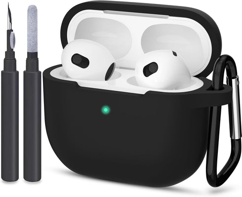 ATUAT Compatible with AirPods 3 Case, Protective Silicone Cover for AirPods 3rd Generation Case 2021, Wireless Charging - Black...
