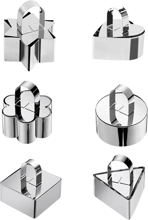 Cake Rings Cooking Rings Dessert Mousse Mold Stainless Steel with Pusher for Desserts Making (6PCS)...