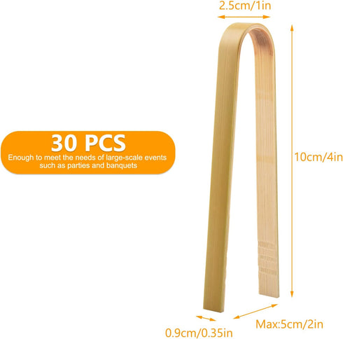 30 Pcs Wooden Tongs for Charcuterie Mini Bamboo Tongs Disposable Tongs for Serving Food NaturaL Wooden Cooking Toast Tongs...