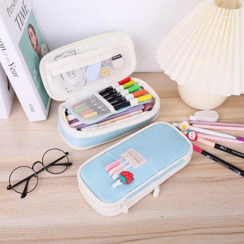 iSuperb Foldable Pencil Case Zipper Big Capacity Aesthetic Canvas Pencil Pouch Stationery Organizers Pen Bag for Kids Girls Boys Teen Student Scho...