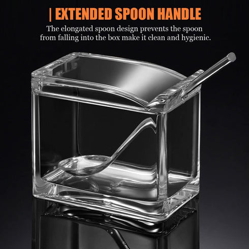 V·RESOURCING Clear Seasoning Box, 3 Pieces Seasoning Rack Spice Pots Storage Container for Spice Salt Sugar Cruet Liquid,Condiment Jars with 3 Spo...