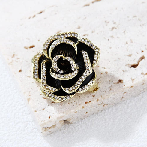 Black Camellia Brooch, Jewelry Gift for Women, Girls, Ladies, Exquisite Packaging...