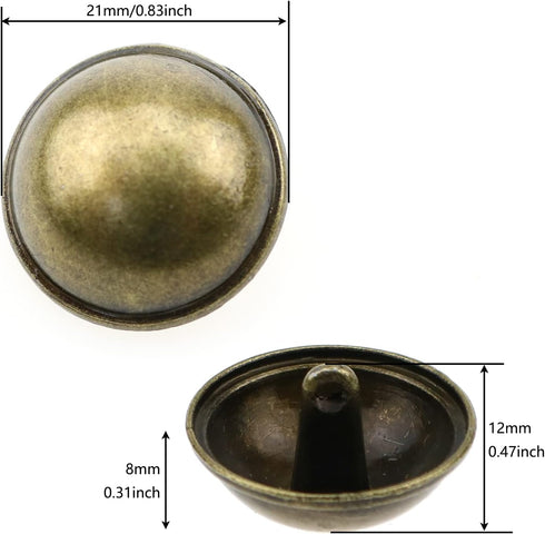 E-outstanding 10PCS Bronze Mushroom Domed Buttons 21mm Antique Brass Dome Buttons Round Sewing Buttons with Shank for Suits, Coats, Uniforms, Shir...