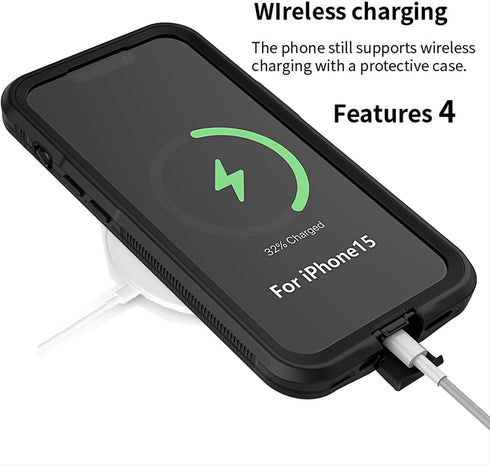 for iPhone 15 Pro Case Waterproof,Shockproof Dustproof IP68 Waterproof iPhone 15 Pro Case Built-in Screen Protector Charging Magnetic Ring for iPh...