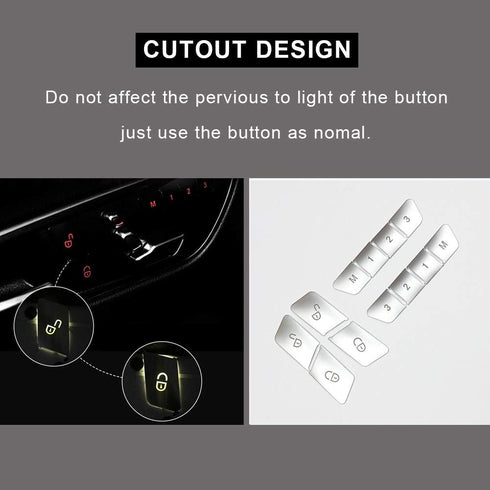 Silver Lock Unlock Button Cover Seat Memory Door Patch Switch Trim Interior Auto Decoration Replacement for Mercedes Benz GLK ML GL A B C E Class ...