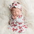 Newborn Swaddle Blanket, Baby Receiving Blanket Wrap with Headband for 0-3 Month Baby Girl and Boy, One Size (Red Floral)...