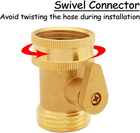 2PCS Brass Garden Hose Shut Off Valve Heavy Duty 3/4 Inch GHT Threaded Water Hose Ball Valve with Washers for Outdoor Lawn and Gardening Hoses Con...
