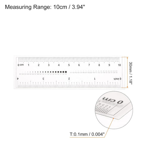 Film Flexible Ruler 4 Inch 0.5mm Scale PET Plastic Folding Straight Ruler Calibration Soft Ruler Measuring Tool for Factory, Transparent...