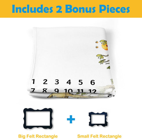 The Pooh Bear and Honey Baby Monthly Milestone Blanket, Gift Stuff for Newborn Baby Boy & Girl Photo Taken - Baby Age Blanket with 2 Frame...