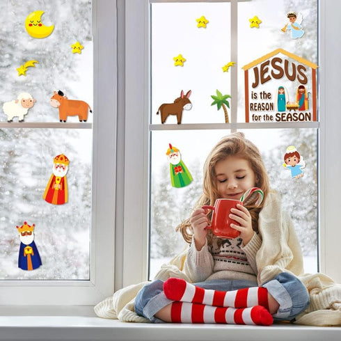 78Pcs Christmas Nativity Cutouts Bulletin Board Decoration Set Jesus Birth Cutouts Bulletin Board Classroom School Decoration Star of David Wise M...
