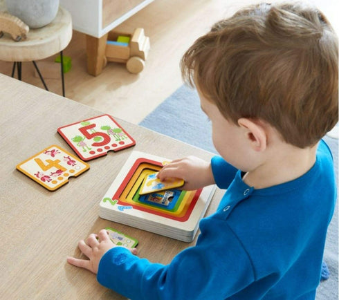 HABA Counting Friends Wood Layering Puzzle 1 to 5...