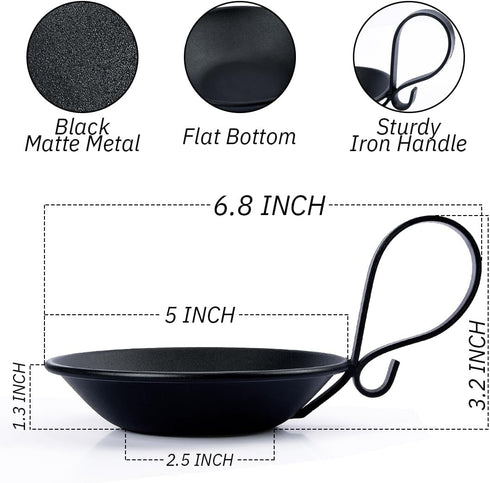 Matte Black Iron Pillar Candle Holder, with Handle, Simple Industrial Style ?Table Centerpiece Decoration....