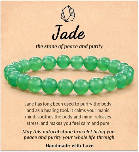 Healing Crystal Bracelet for Women Men,Relief Anxiety Yoga Bracelet, 8 mm Natural Stone Citrine Jade Beaded Stretch Bracelets,Semi-Precious Gemsto...