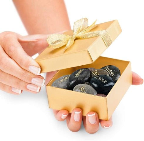 BigOtters Rocks with Inspirational Words, 25 Different Words Encouragement Gratitude Rocks for Meditation Birthday Graduation Gift...