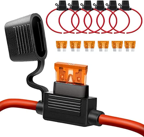 10 AWG Inline Fuse Holder - 12 Volts Fuse Holder for 40A Blade Fuse (6 Pack)...
