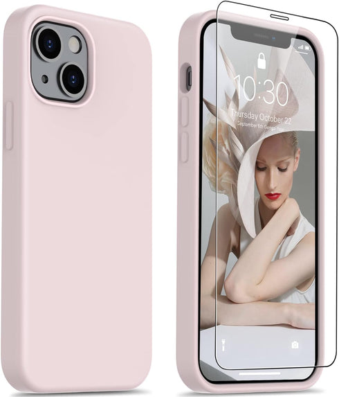 FUNMIKO Compatible with iPhone 14 Case with Screen Protector,Silky Liquid Silicone Case, Scratch Proof Soft Microfiber Lining,Slim Fit Shockproof ...