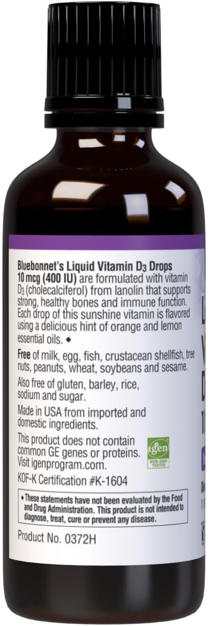 BlueBonnet Liquid Vitamin D3 Drops 400 IU, Citrus, 1 Fl Oz...