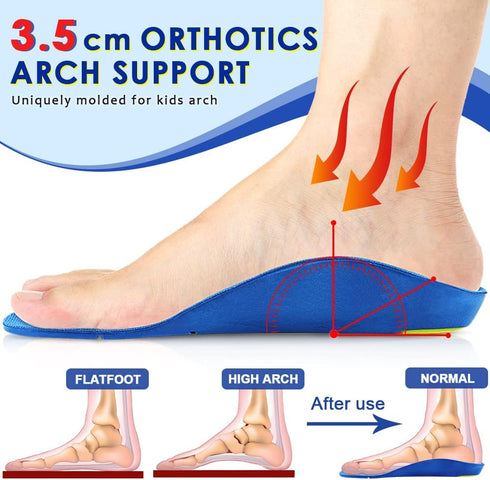 Kids Arch Support Shoe Inserts, Children Orthotics Shoe Insoles with PU Foam Cushioning for Flat feet, Plantar Fasciitis, Feet Heel Pain Relief...