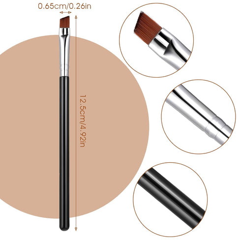 10 PCS Angled Eyeliner Eye Shadow Eyebrow Brush Set Flat Fine Angle Soft Synthetic Bristles Fibers Detail Makeup Brush Tool for Women Girls Make u...