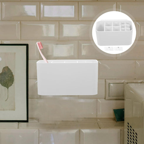 Healifty Toothbrush Holders for Bathroom - Electric Toothbrush Holder Wall Mounted with 6 Toothbrush Slots, 4 Electric Toothbrush Slots & 1 Toothp...