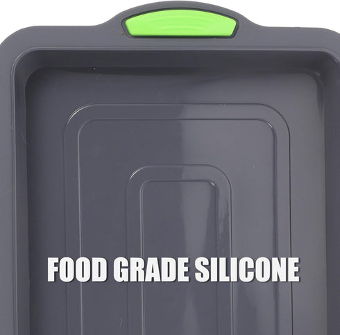 Hemoton Silicone Baking Sheet Tray Pan Nonstick Bakeware Cookie Sheet pan Rectangular Cake Pan Broiler Pan with Silicone Handle for Oven...