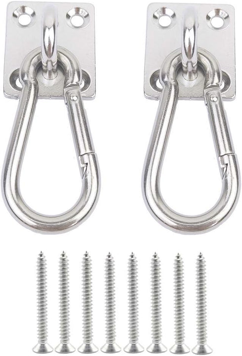 2 Set Heavy Duty Hanger Hook Hammock Wall Mount, Suspension Ceiling Hooks Outdoor Swing Mounting Hook Exercise Hook Stainless Steel Swivel Carabin...