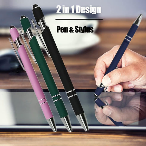 20Pcs Ballpoint Pen with Stylus Tip, Soft Touch Click Metal Pen, Metal Stylus Pen for Touch Screens, 1.0 mm Black Ink (Mixed Color)......