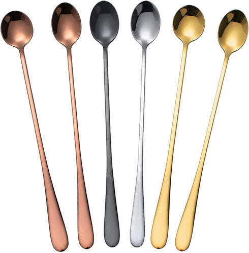Long Handle Spoon 9.5 Inch Iced Cream Spoons Tea Spoon Coffee Stirrers Ice Spoon Stainless Steel Cocktail Stirring Spoons Dessert Milkshake Teaspo...