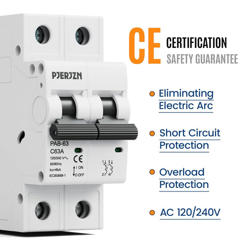 Miniature Circuit Breaker 120/240VAC 16A Double Pole Circuit Breaker DIN Rail Mount,Thermal Magnetic AC Disconnect Switch for House, Electrical Sy...