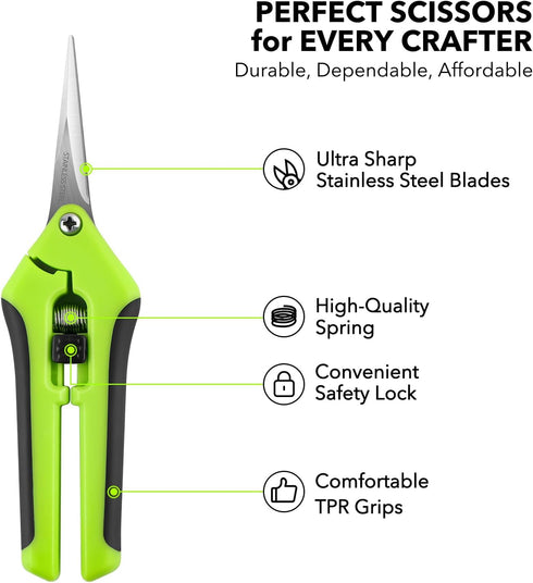Ergonomic Spring-Action Scissors,Spring-Loaded Craft Shears with Stainless Steel Blades,for Cutting Intricate Details and Tight Patterns for Peopl...