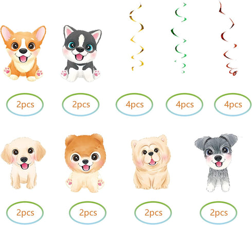 12 Pcs Dog Paw Prints Puppy Hanging Swirls Ceiling Streamers Decorations, for Dog Paw Prints Birthday Party Favors Supplies and Baby Shower Decora...