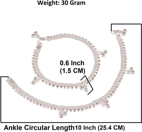 Efulgenz Silver Tone Anklets Indian Jewelry Anklets for Women Indian Bollywood Boho Bell Charms Ankle Bracelets Indian Payal Anklet Set for Women...