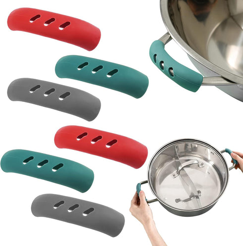 12 PCS Silicone Handles for Pots and Pans Cast Iron Handle Covers Heat Resistant, Non-Slip Pot Handle Covers, for Frying Cast Iron Skillet Metal P...