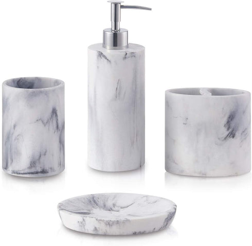 ZCCZ Toothbrush Holder for Bathroom Marble Look, Electric Toothbrush and Toothpaste Organizer, Makeup Brushes Razor Stand, White Marble Design Cup...