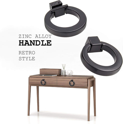 6Pcs Round Cabinet Ring Pull Handles Single Hole Ring Knobs for Cabinet Drawer Dresser Cupboard Wardrobe, Matte Black...