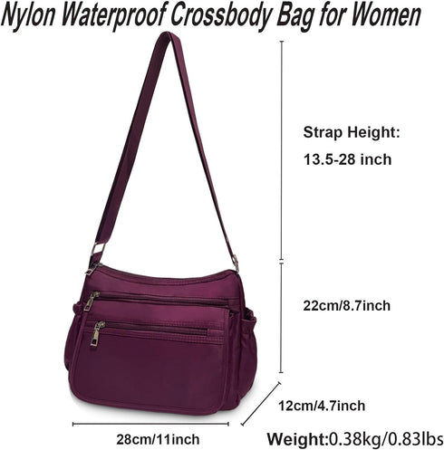 Nylon Crossbody Bags for Women Multiple Pockets Shoulder Handbag Casual Lightweight Waterproof Tote Purse...