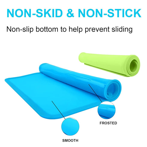 Silicone Kids Placemats, Non-Slip Silicon Placemats for Kids Baby Toddlers Childrens, Kids Portable Placemat for Dining Table, 2Pack, Blue/Green...