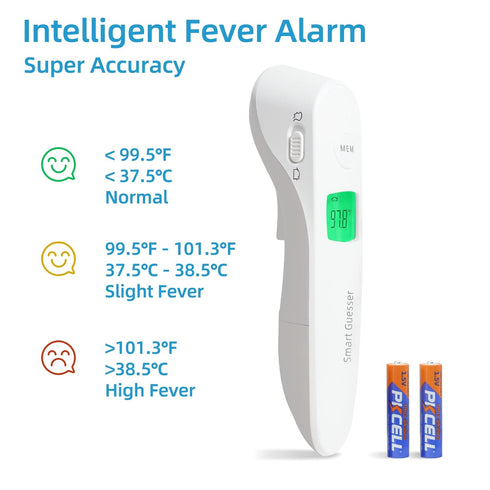No-Touch Infrared Forehead Thermometer for Adults and Baby, Digital Thermometer with Fever Alarm and Memory Function, White...