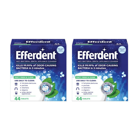 Efferdent Retainer Cleaning Tablets, Denture Cleaning Tablets for Dental Appliances, Minty Fresh & Clean, 44 Count (Pack of 2)...