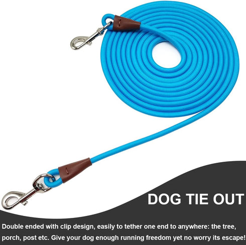 Tie Out Rope Dog Leash, 8/10/ 15/20/ 30FT Heavy Duty Nylon Check Cord for Medium Large Dogs Indoor/Outdoor Playing Camping Backyard (3/8" x 15ft, ...