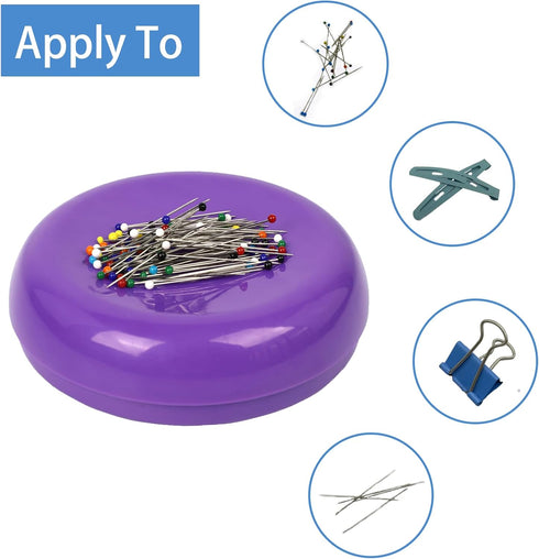 Hilltian Magnetic Pin Cushion with 100 Plastic Head Pins, Magnetic Pins Holder Pin Cushion for Sewing Quilting (Purple)...
