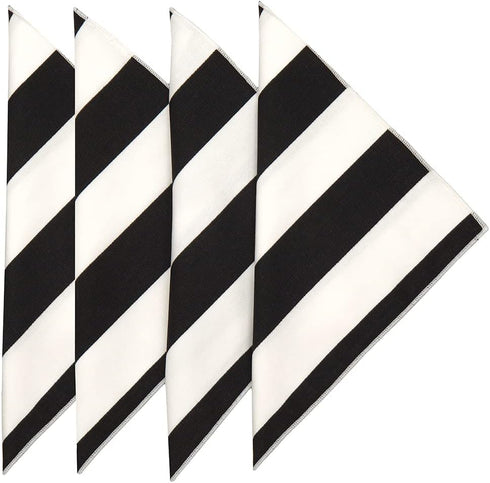 Black and White Table Linens, Cloth Napkins 18" Dinner 100% Cotton Wedding Table Decor, Summer Party, Use with Black or White Tablecloth Pk 4...