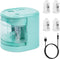 AUAUY Electric Pencil Sharpener with Double Hole, USB/Battery Operated Automatic Sharpener with 4 Extra Knife Holders, for 6-8mm/9-12mm Standard P...