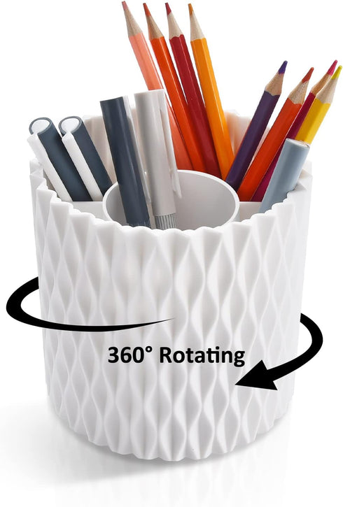 Pen Holder for Desk, 5 Slots 360 Degree Rotating Pencil Holder Makeup Brush Holder, Multifunctional Pen Organizer for Home, Office, Kids and Schoo...