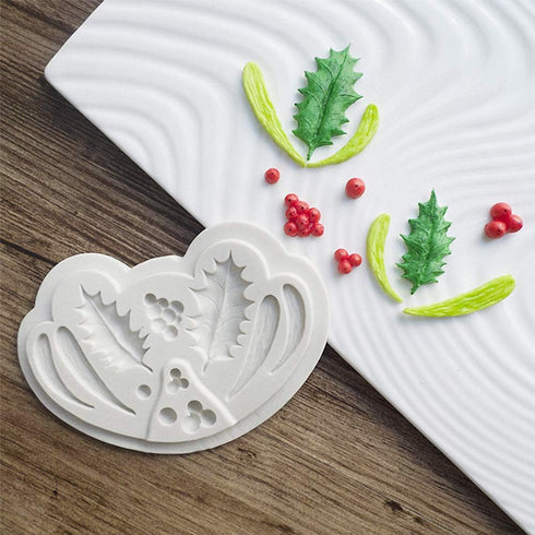 3Pcs/Set Christmas Holly Leaf & Pinecone Fondant Mold, Christmas Holly Berry Mistletoe Pine Cone Silicone Cake Cupcake Decorating Mold, Chocolate ...