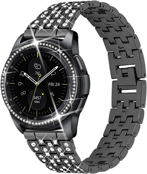 Dsytom Compatible with Samsung Galaxy Watch 42mm Band Women+ Bezel, 20mm Jewelry Watchband & Bezel Ring Cover Diamond Strap Bracelet for Galaxy Wa...